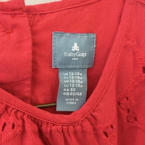 FINAL PRICE! Baby Gap Heart Embroidered Fully Lined Ruffle Dress 100% Cotton - Picture 5 of 5
